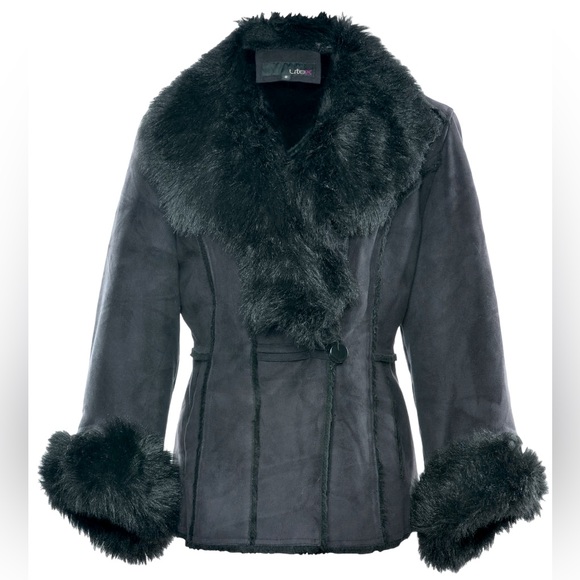 Jackets & Blazers - VINTAGE | L Faux Mink Faux Suede Super soft V-Neck Fall Winter Cozy Black Jacket